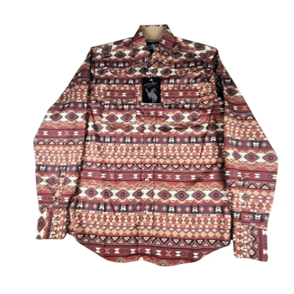 Rodeo Clothing Co Shirt Mens Small Multicolor Aztec Snap Long Sleeve Western